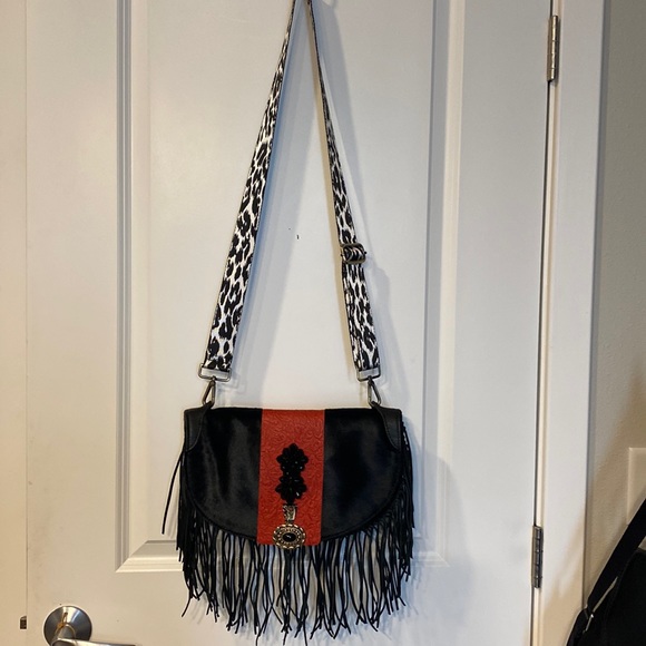 Patricia Nash Handbags - Patricia Nash’s I just love the fringe! Black Calf meets 1980’s belt crossbody